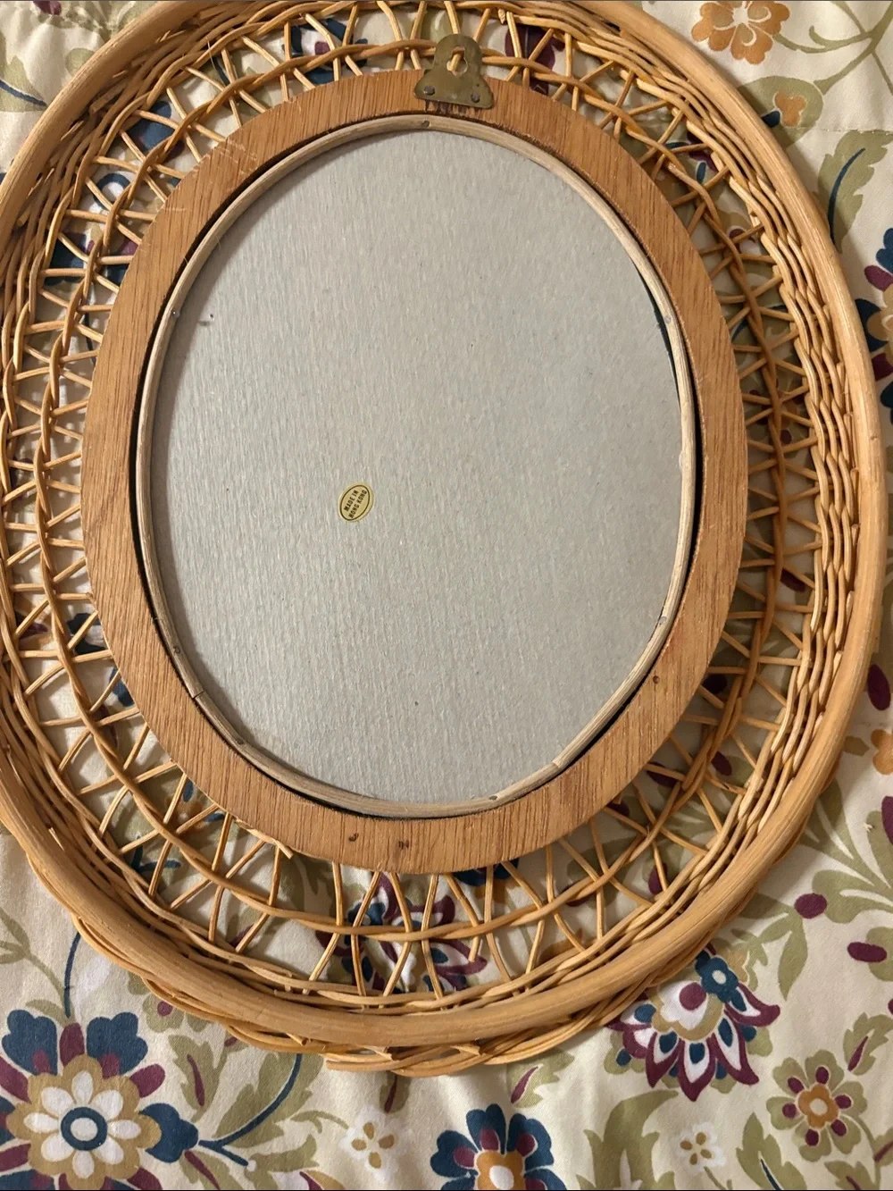 Woven Rattan Oval Wall Mirror - Natural Brown